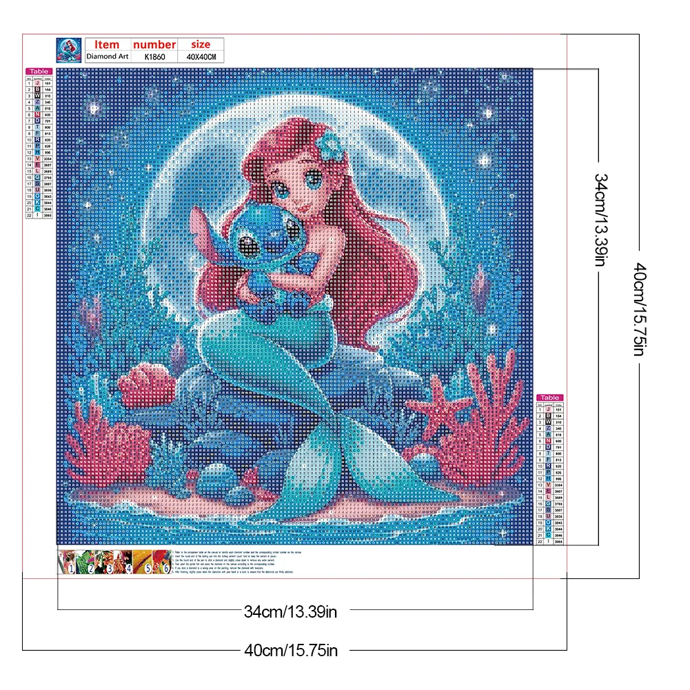 Diamond Painting - Full Round Drill - Princess Ariel Stitch(Canvas|40*40cm)