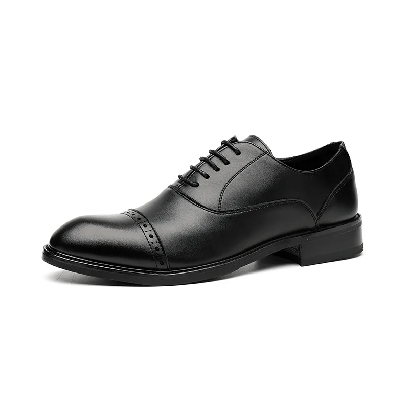 Colourp Colourp Men's Leather Shoes Pointed British Wind Derby Shoes Casual Three Joint Business Dress Groom Wedding Shoes 8166-R