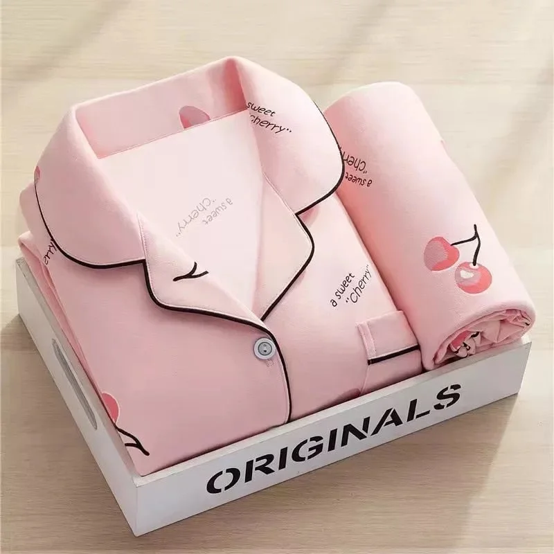 Women Pajamas Set Homewear Viscose Pijama Lingerie for Female V-Neck Long Pyjamas Sleeves Trousers Suit Sleepwear Sets Fashion