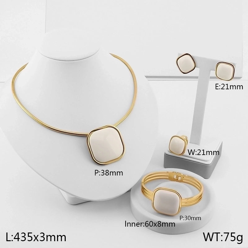 Minimalist Square 304 Stainless Steel 18K Gold Plated Jewelry Set