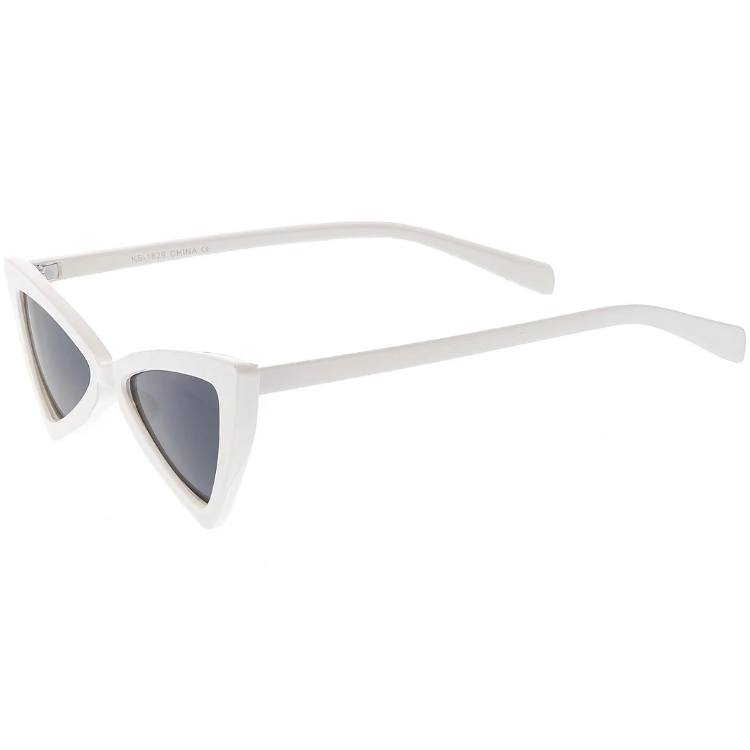 Women's Thin Extreme Cat Eye glasses Neutral Colored Flat Lens 51mm