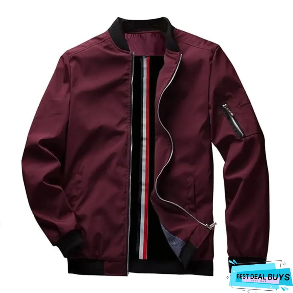 Men's Bomber Zipper Jacket Casual Streetwear Hip Hop Slim Fit Pilot Coat Men Clothing