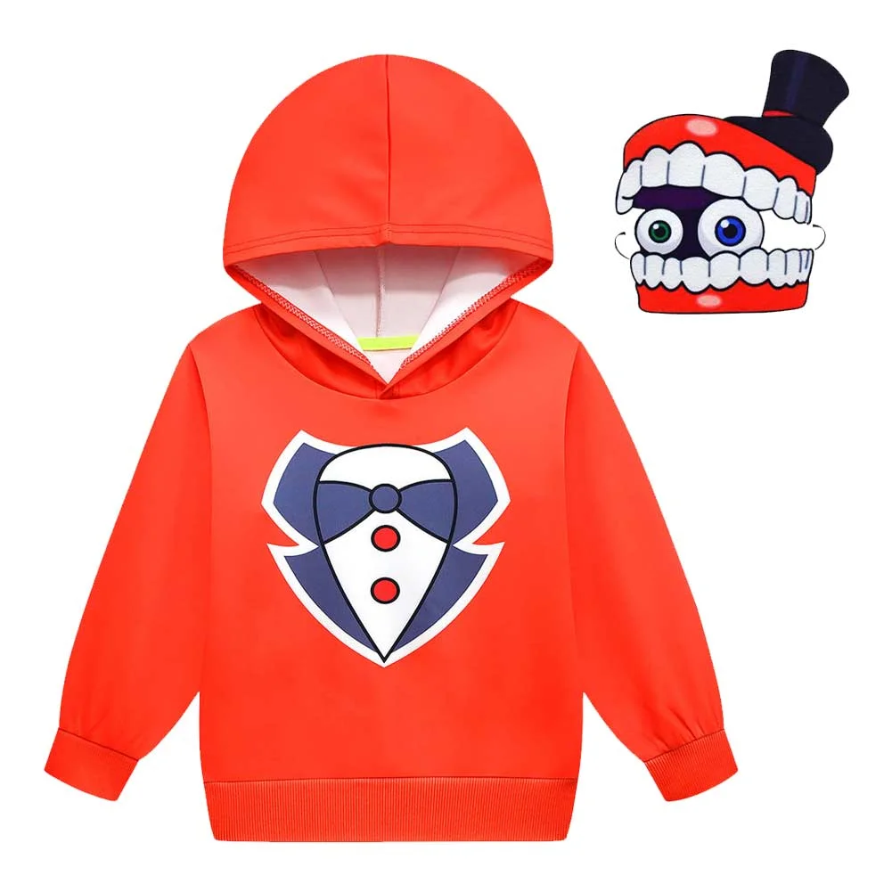 Kids Children TV The Amazing Digital Circus 2023 Caine Orange Hoodie Outfits Cosplay Costume Halloween Carnival Suit