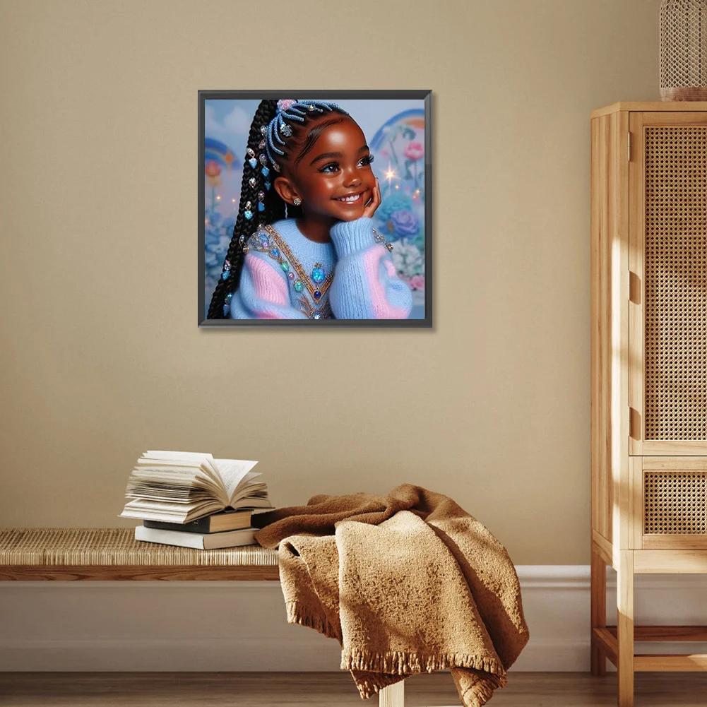Diamond Painting - Full Round Drill - Black Girl(Canvas|30*30cm)