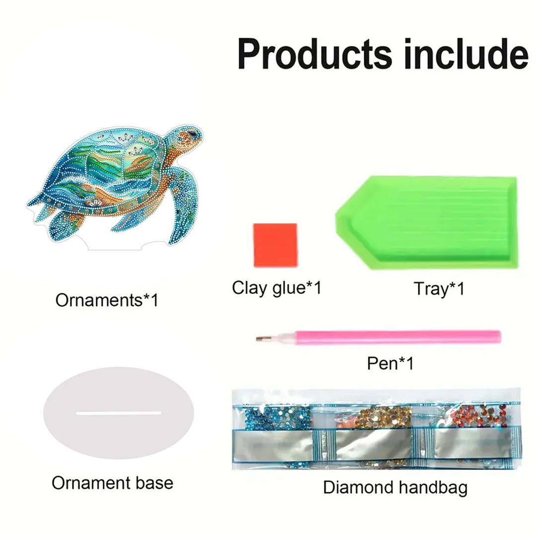 DIY Sea Turtle Single-Side Acrylic Special Shape Desktop Diamond Art Kit for Home Decor