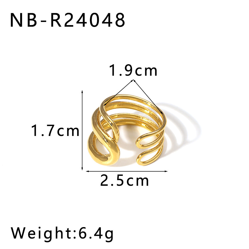 2025 New Trend Water Drop Shaped Geometric Smooth Stainless Steel Open Titanium Steel Ring Ring For Women