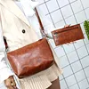 Ladies retro four-piece large-capacity PU picture-mother bag, solid color handbag, one-shoulder diagonal bag