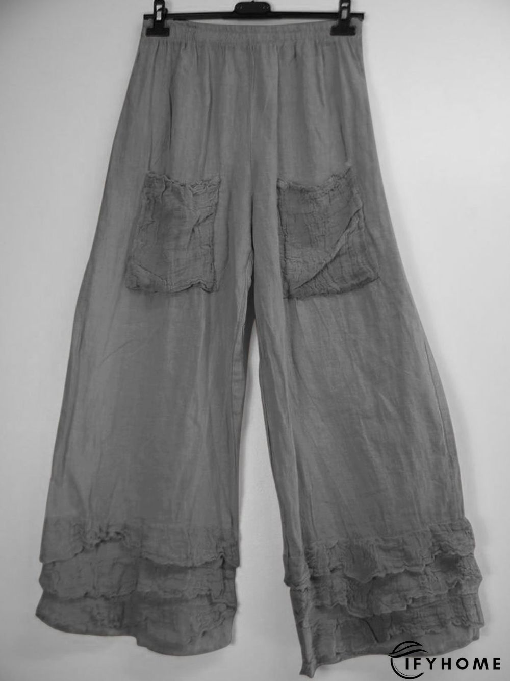 Casual Ruffled Pockets Cotton-Blend Pants | IFYHOME