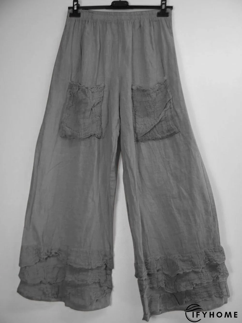 Casual Ruffled Pockets Cotton-Blend Pants | IFYHOME