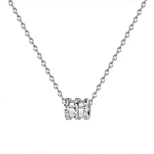 Silver pendant necklace with a turning shaft