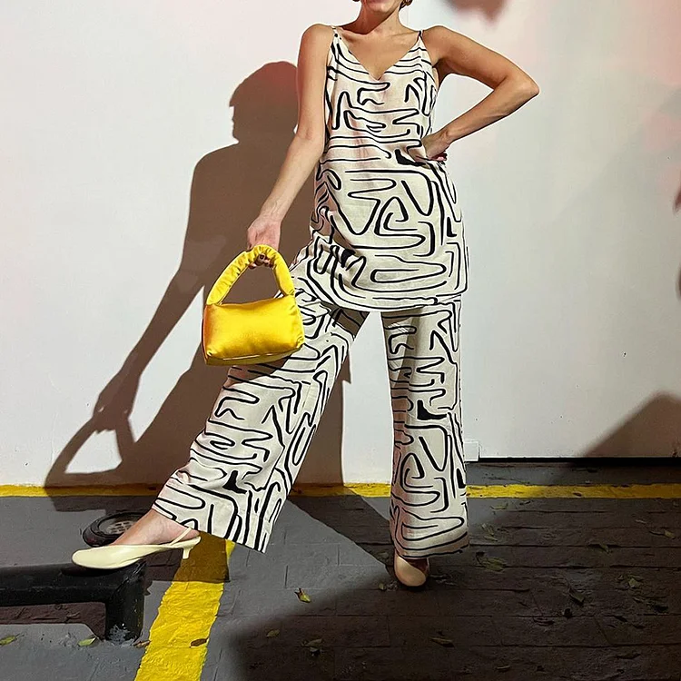 Fashion Casual Printed Two Piece Set