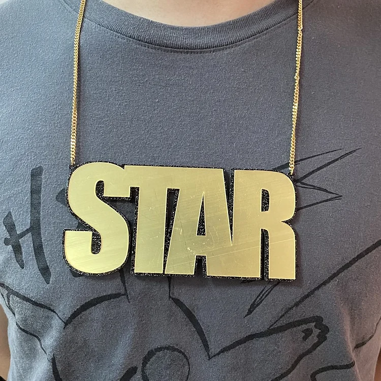 Custom Name Big Letter Acrylic Pendant Necklace with Cuban Chain Jewelry