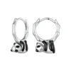 Panda Hoop Earrings 925 Sterling Silver