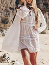 Chiffon Loose Split-Joint Long Sleeve Vacation Mini Dress
