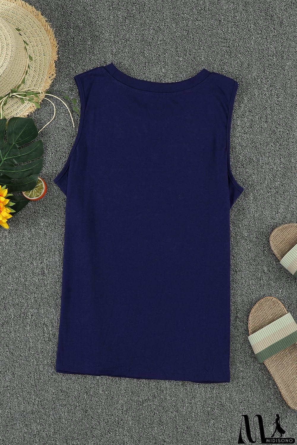 MidiSono - Solid Color Crew Neck Tank