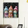 Trois Chats En Foret Rond D’Hiver Peinture Diamant-30*30CM