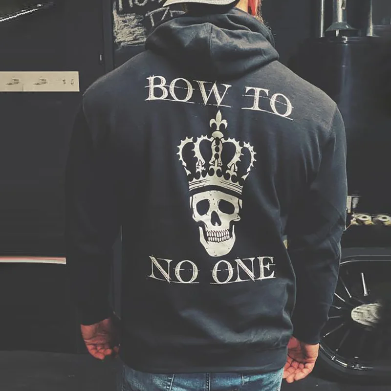 Livereid Bow To No One Skull Print Hoodie - Livereid