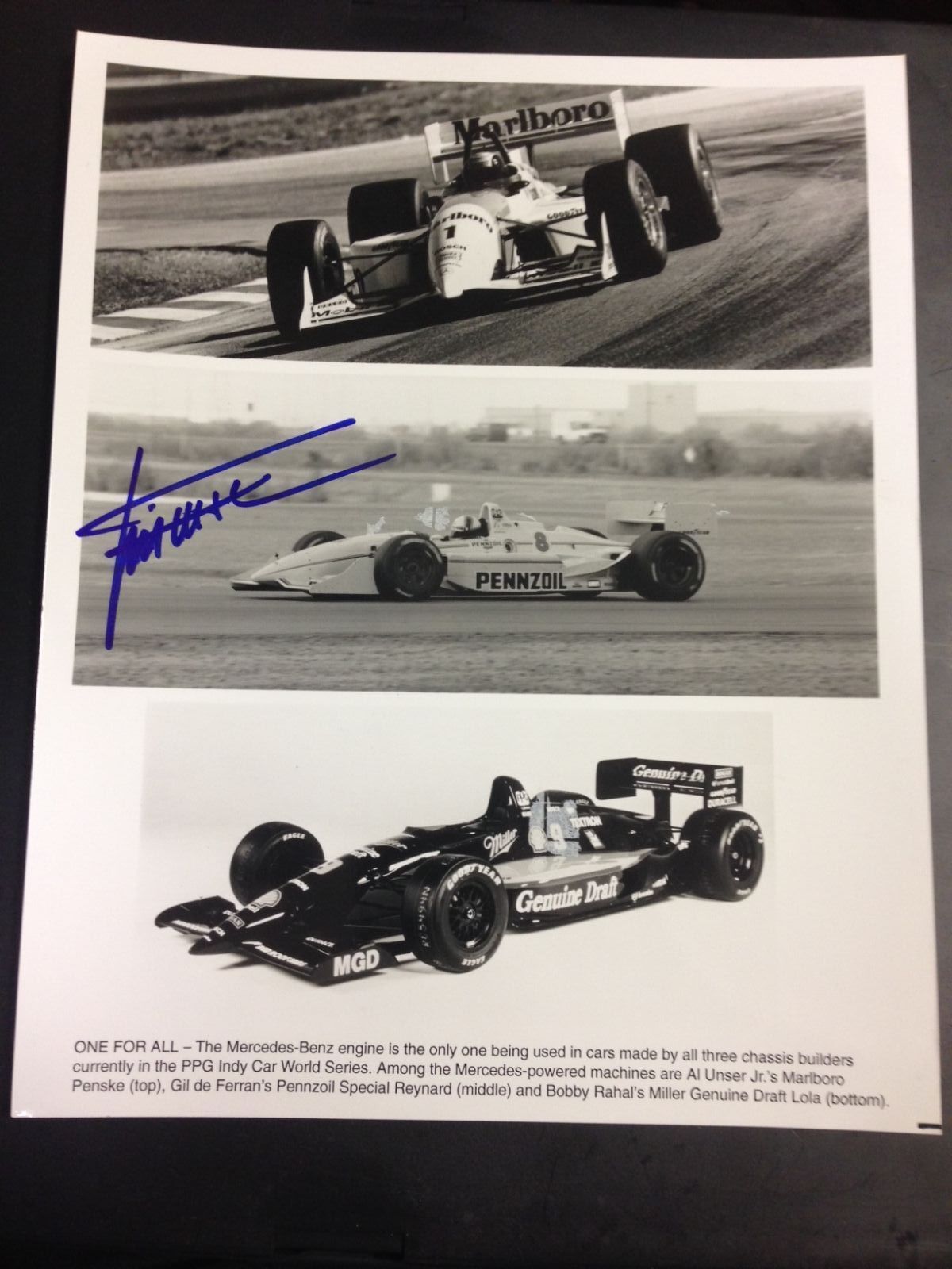 Gil de Ferran Penzoil Indy Driver 8 x 10 Autographed picture with COA