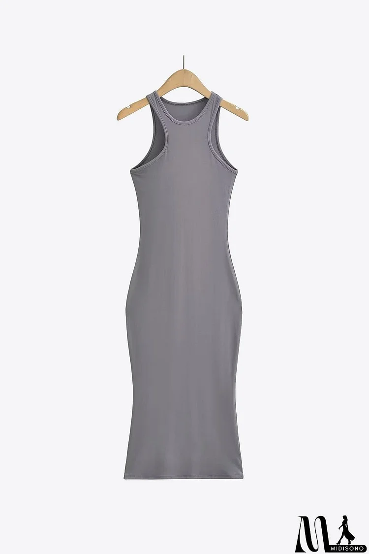 Round Neck Sleeveless Midi Dress