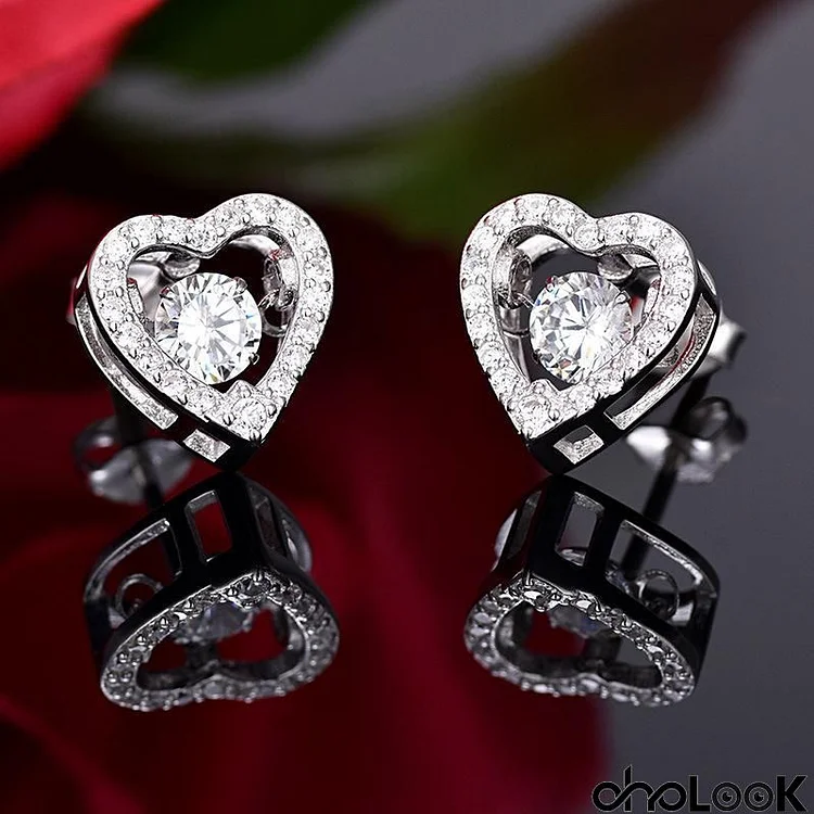 Cute 925 Silver Crystal Heart Earring Studs Gift