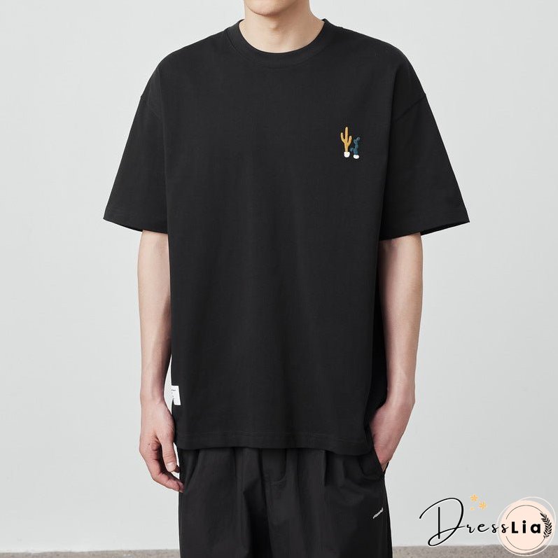 Fashion Cartoon Printed Men's T-shirt 230g Loose