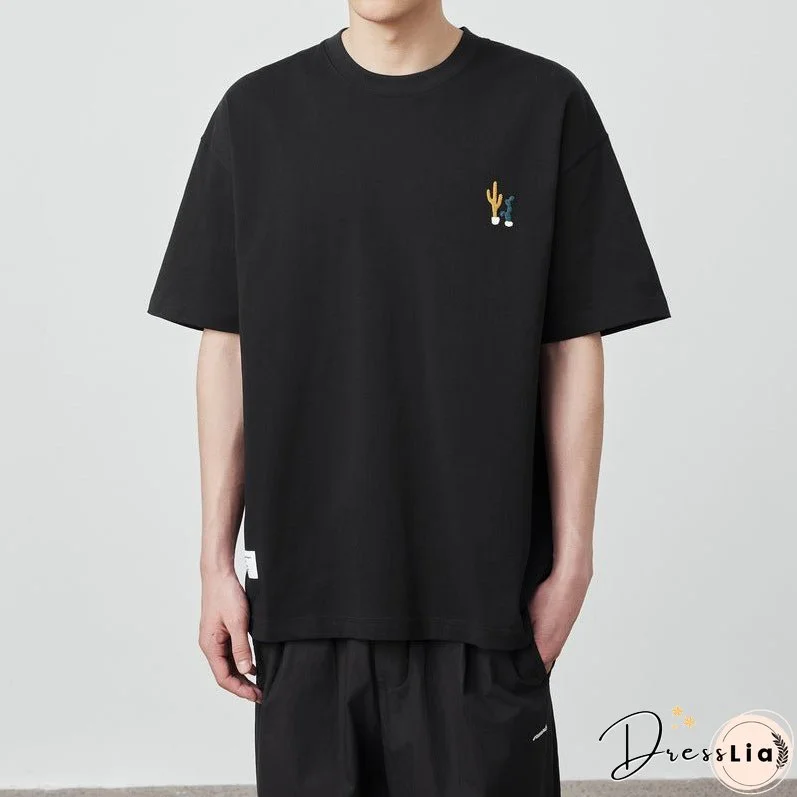 Fashion Cartoon Printed Men's T-shirt 230g Loose