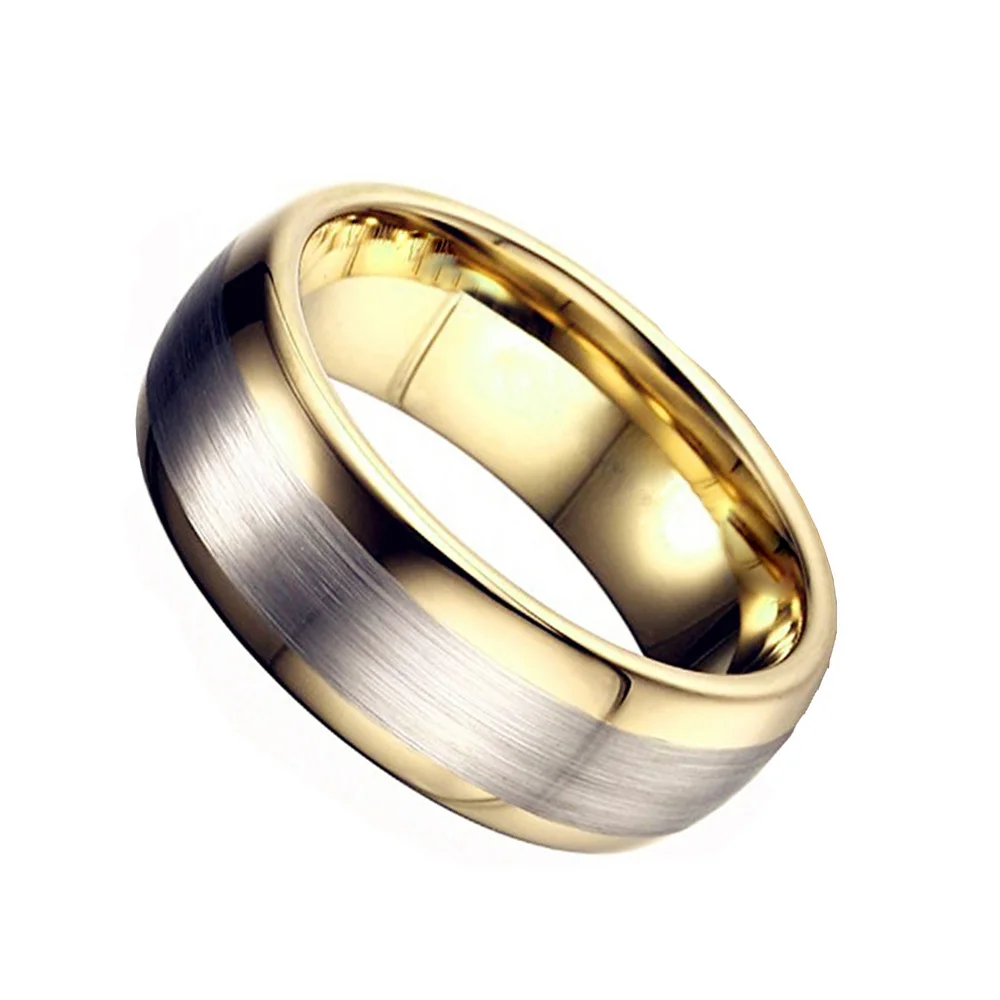 6MM 8MM Gold Tungsten Silver Brushed Wedding Bands