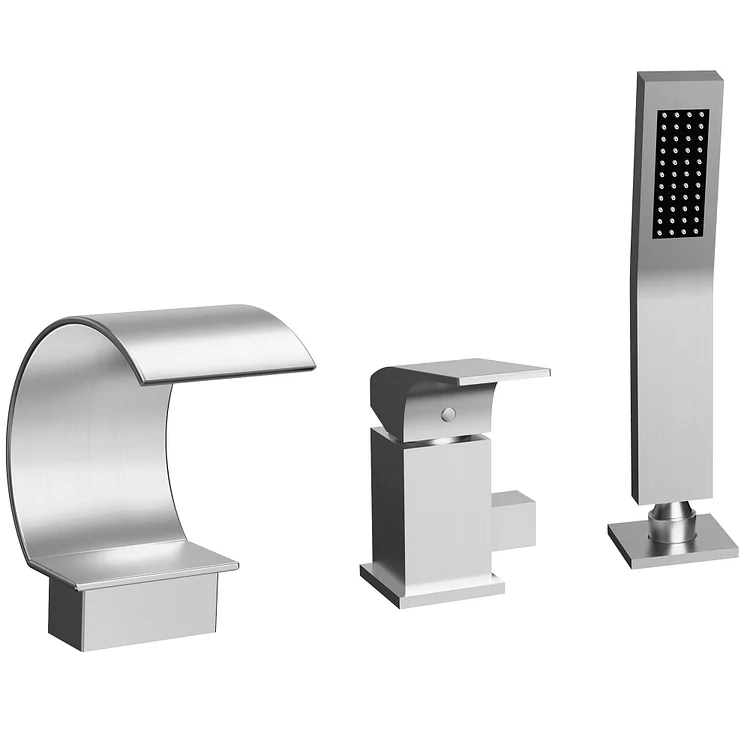 EVERSTEIN Deck Mount Waterfall Bathtub Faucet in Brushed Nickel SFS1005-NK