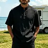 Men's Vacation-Style Cotton-Linen Henley Shirt by Inlyline