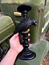 Gothic Candle Holder with Black Crow 29cm