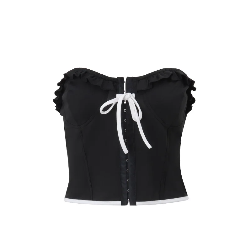 Uveng Uveng Spring New Fashion Sexy Hot Girl A Word Shoulder Temperament Wood Ear Short Money Inside The Vest Woman
