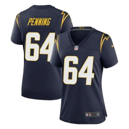Women's Los Angeles Chargers #64 Trevor Penning  Navy Game Jersey