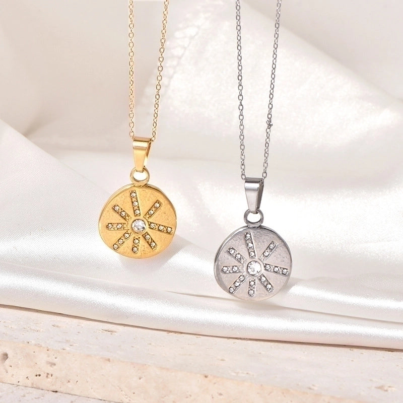Jewelry Minimalist Star 304 Stainless Steel Titanium Steel Zircon Inlay Pendant Necklace
