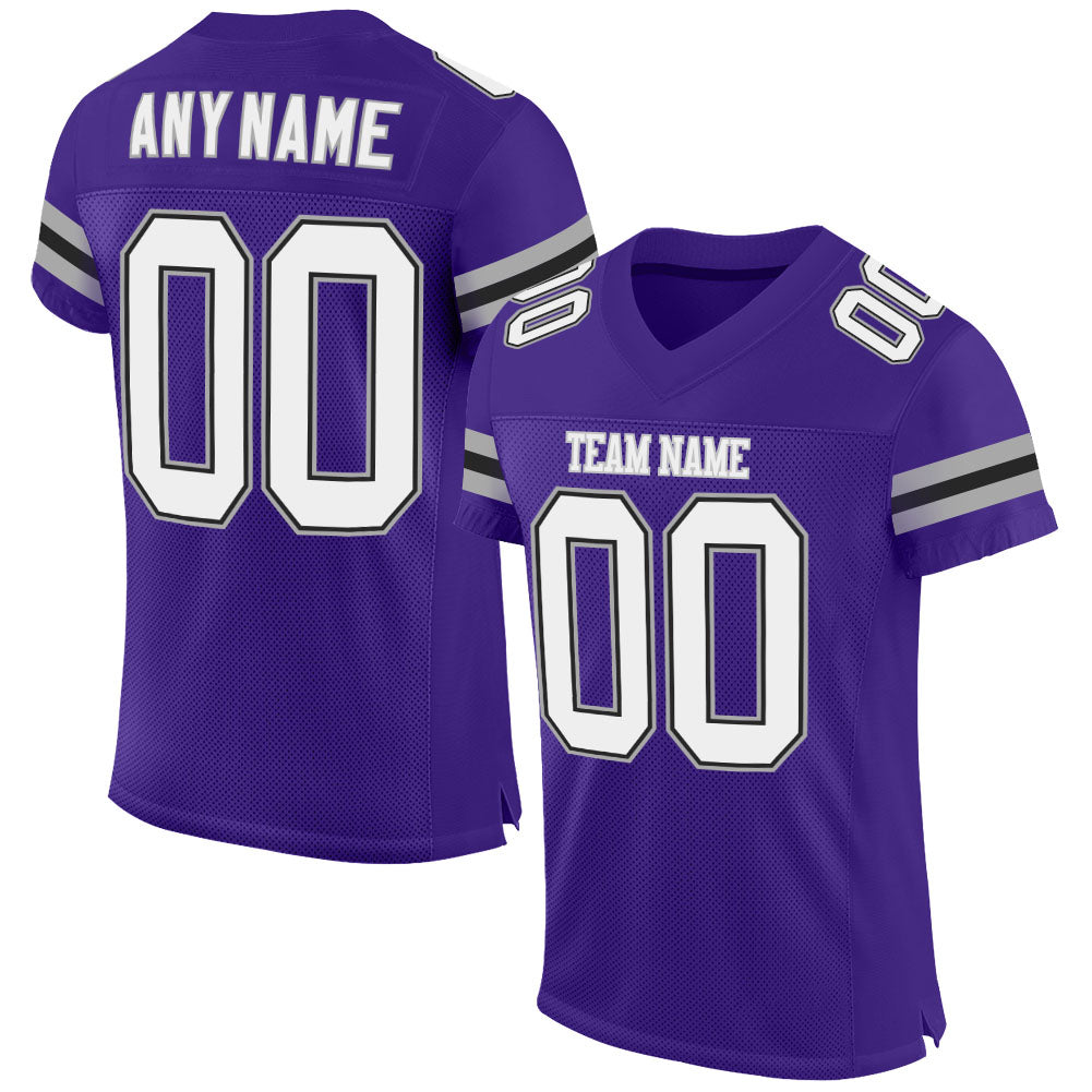 Custom Purple White-Gray Mesh Authentic Football Jersey | captainssportss.com
