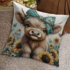 Highland Cow Sunflower-11CT Stamped Cross Stitch Pillowcase 45*45cm