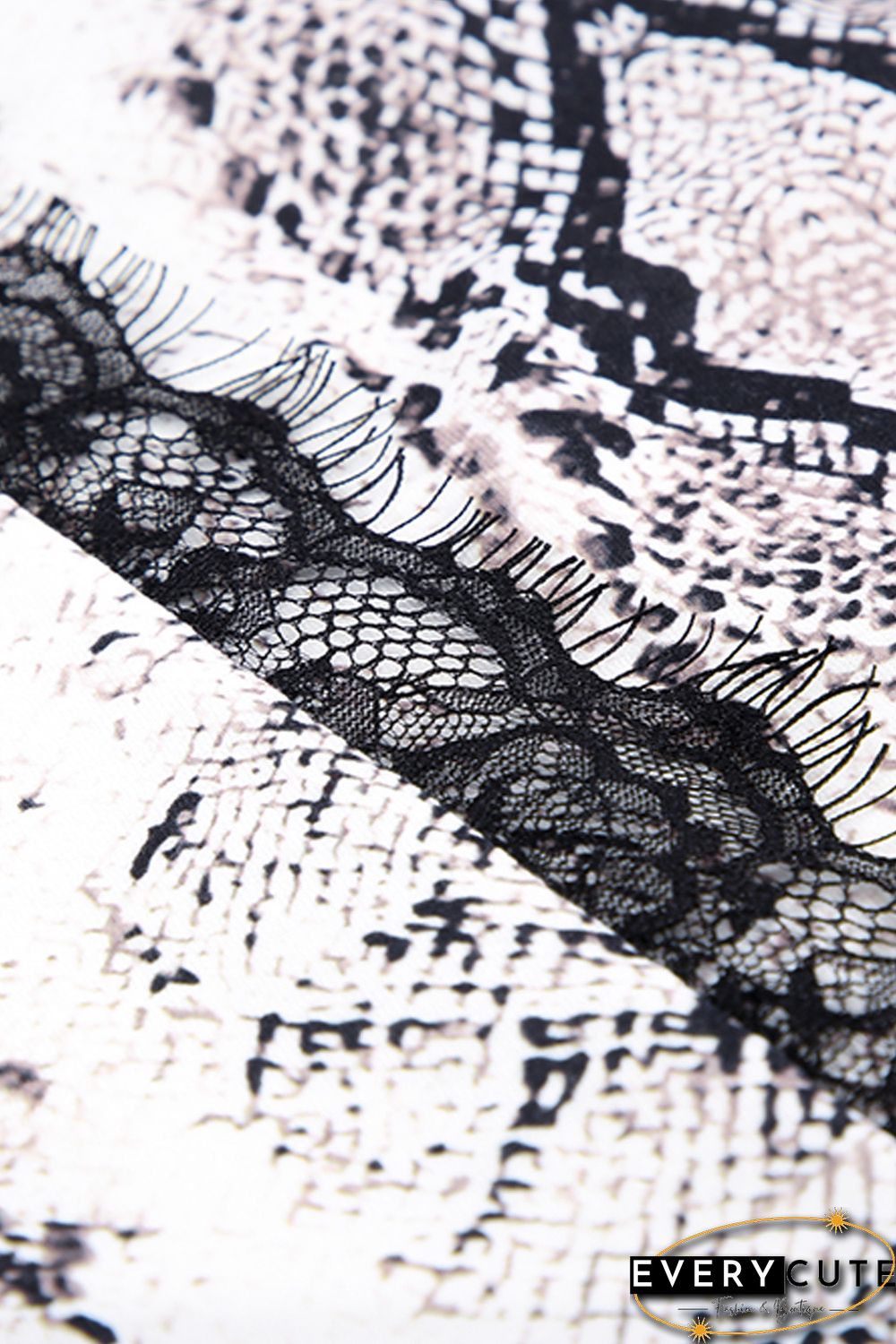Plus Size Snakeskin Lace Splicing Spaghetti Strap Tank Top