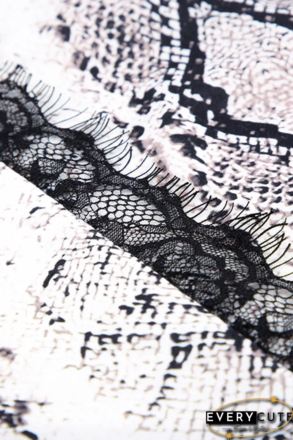 Plus Size Snakeskin Lace Splicing Spaghetti Strap Tank Top
