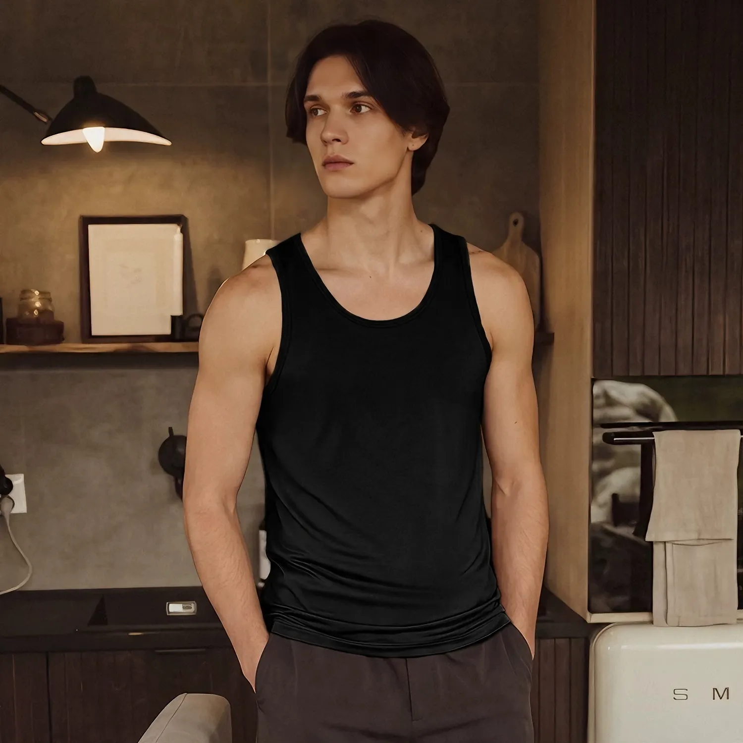 100% Silk Tank Top Lightweight Base Layer Undershirt for Men REAL SILK LIFE