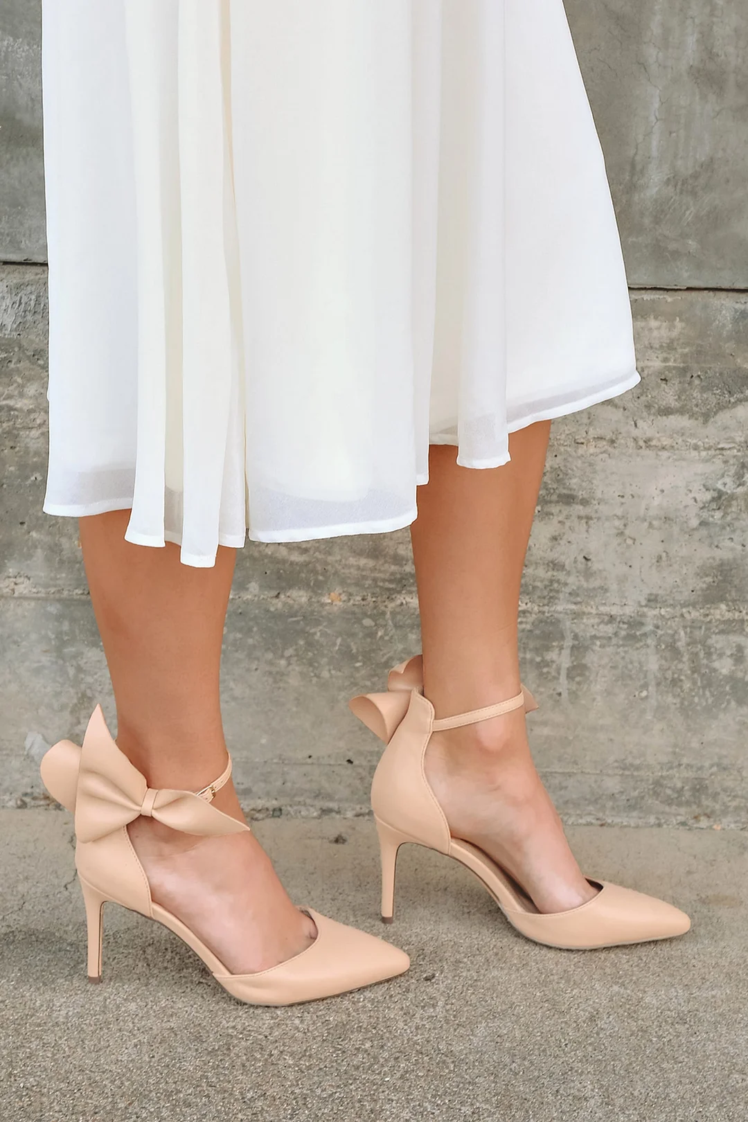 Beige  Closed Pointed Toe Ankle Strappy Pumps With Stiletto Heels Nicepairs