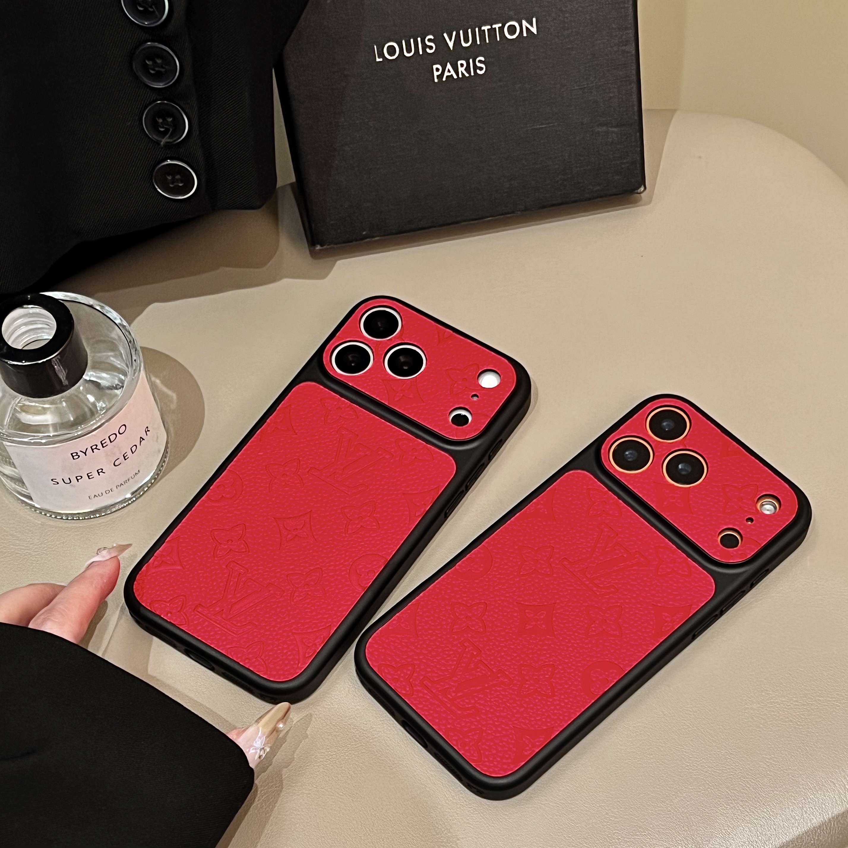 Quiet Luxury LV Monogram Empreinte Embossed Leather Case for iPhone