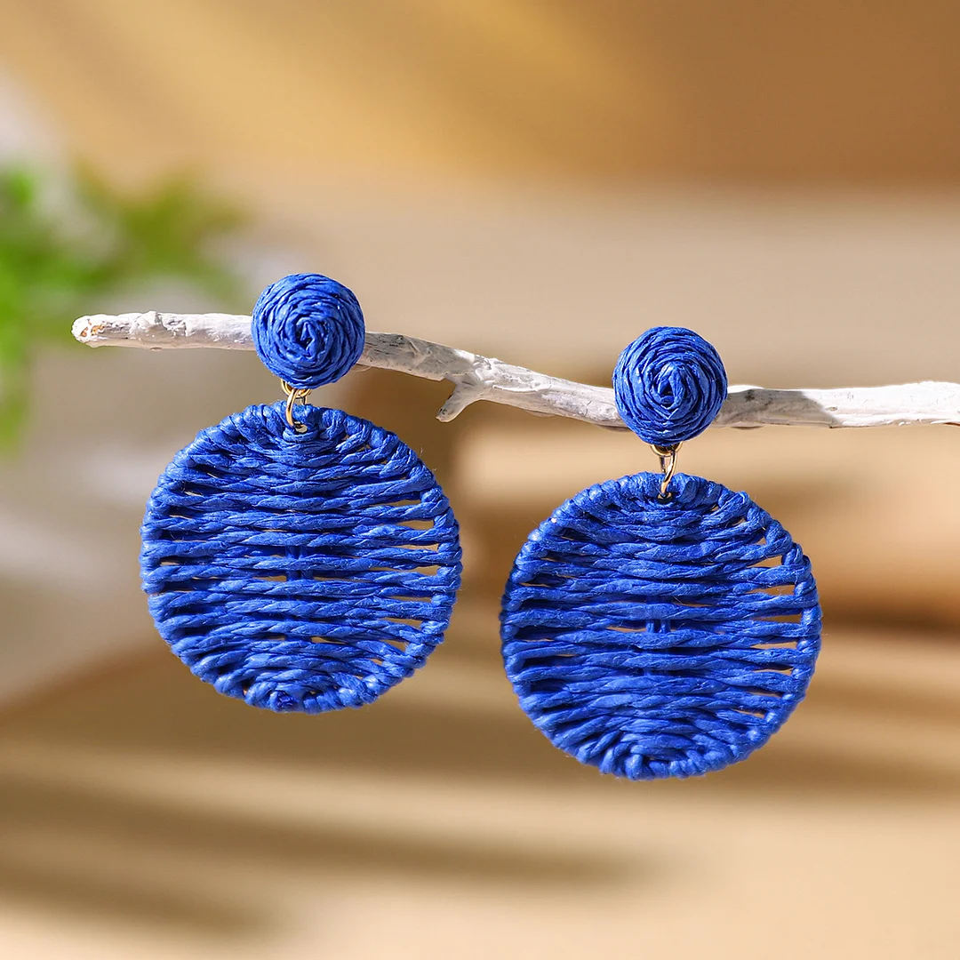 Women's Holiday Bohemian Style Raffia Hand-woven Earrings