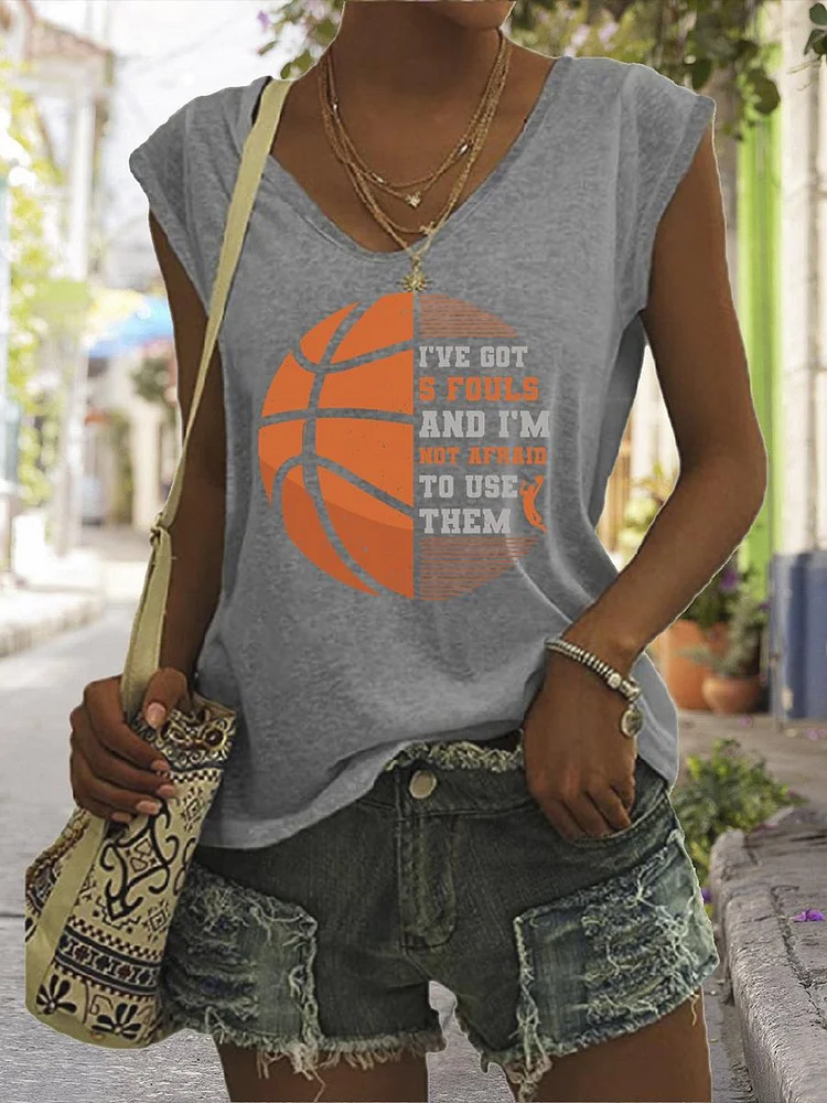 I've Got 5 Fouls And I'm Not Afraid To Use Them V Neck T-shirt Tees-Annaletters