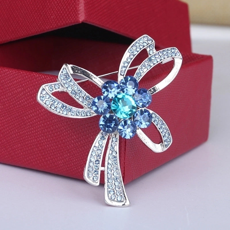 Elegant Pin Bow Knot Alloy Plating Inlay Artificial Crystal Women's Brooches