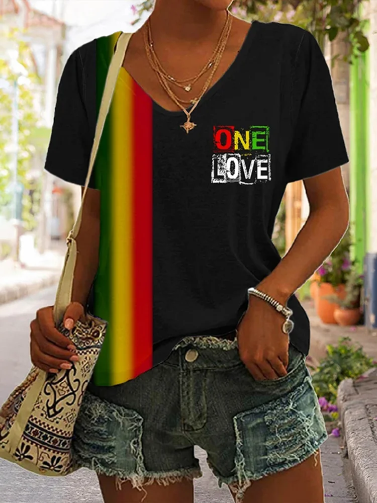 One Love Printed Casual T-Shirt
