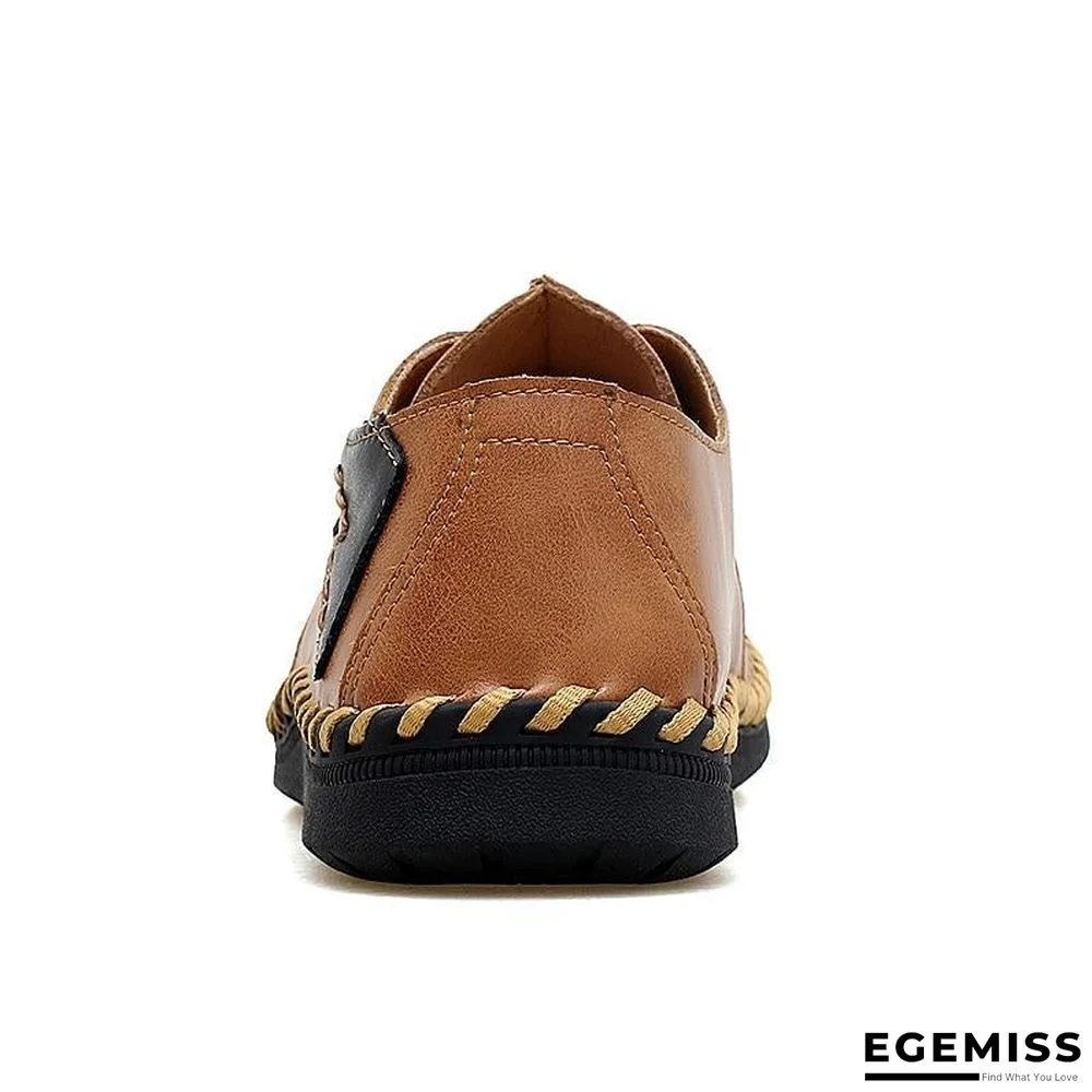 Men Casual Cow Leather Light Comfortable Split Leather Flats Shoes | EGEMISS