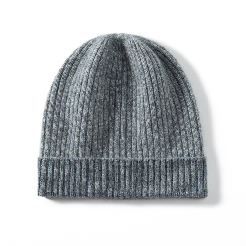 100% Cashmere Patterned Beanies Thickened Style REAL SILK LIFE