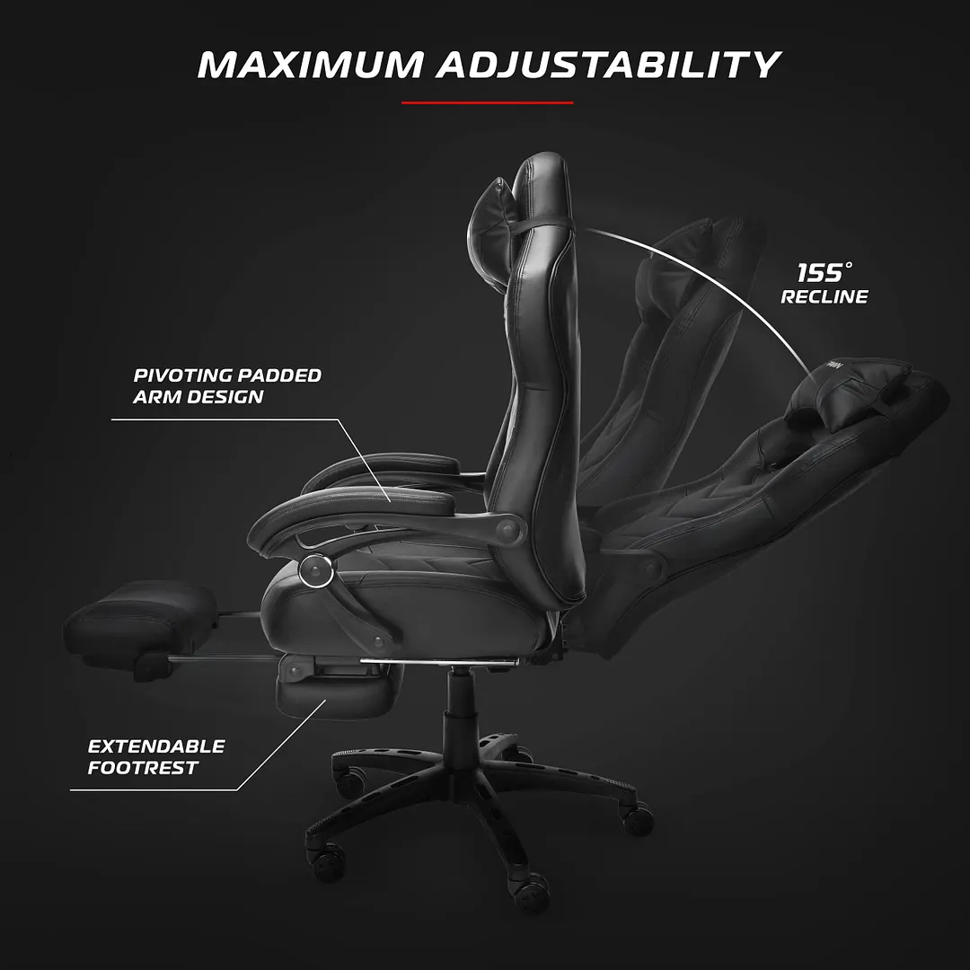  360 degree swivel adjustable headrest lumbar support ergonomic gaming chair