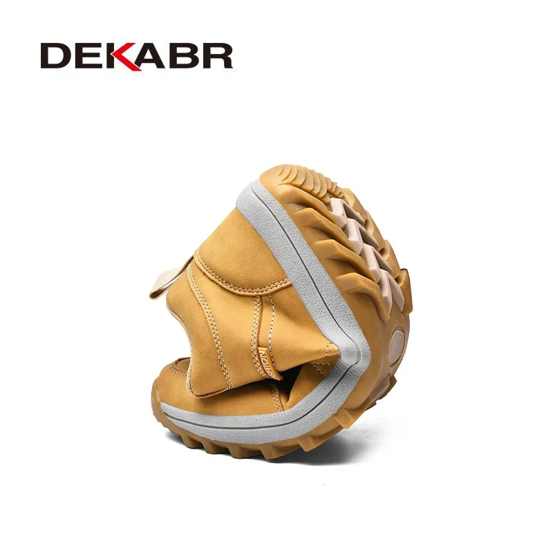 DEKABR Size 39~48 Split Leather Men Boots Autumn Winter Waterproof Non-slip Work Shoes High Quality Sneakers Lace-up Ankle Boots