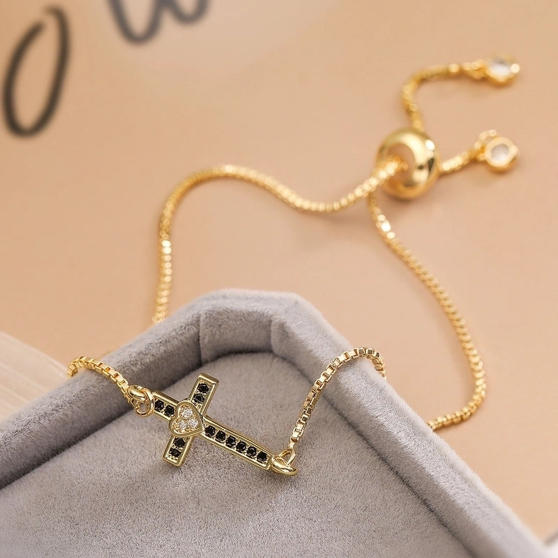 Retro Minimalist Cross Copper Bracelets Box Chain