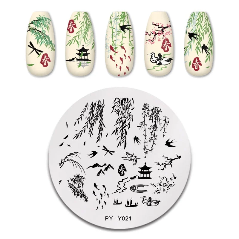 PICT YOU Spring Series Nail Stamping Plates Stencil Stainless Steel Tools Nail Art Stamp Template Design Printing Tools